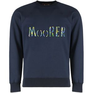 Moorer, Heren, Sweatshirts & Hoodies, Blauw, Maat: M Katoen,