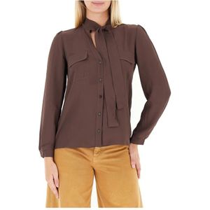 Marella, Dames, Blouses & Shirts, Bruin, Maat: 2XL Zijde,