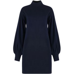 Malo, Dames, Jurken, Blauw, Maat: S Kasjmier,