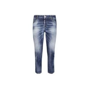 Dsquared2 Marineblauwe Cool Girl Cropped Jeans , Blue , Dames , Maat: XS