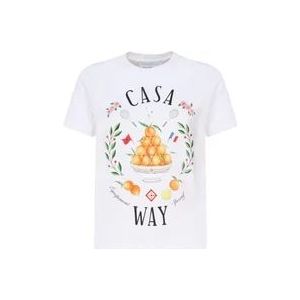 Casablanca Witte Katoenen T-shirt Ronde Kraag Korte Mouwen , White , Dames , Maat: M