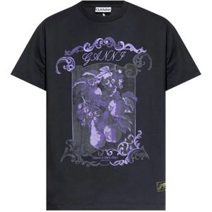 Ganni, Dames, Tops, Zwart, Maat: 2XS Katoen,