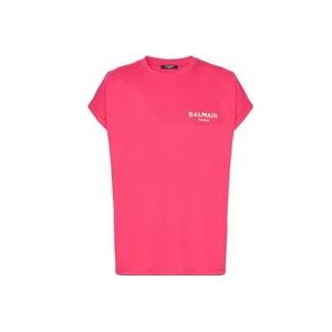 Balmain Flock T-shirt , Pink , Dames , Maat: M