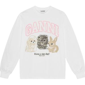 Ganni, Dames, Sweatshirts & Hoodies, Wit, Maat: L