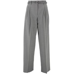 Max Mara Studio, Dames, Broeken, Grijs, Maat: XS Wol,