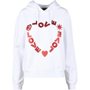 Love Moschino, Dames, Sweatshirts & Hoodies, Wit, Maat: S Spandex,