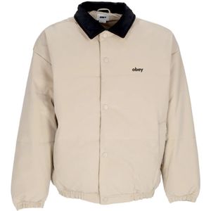 Obey, Heren, Jassen, Beige, Maat: S Zijde,