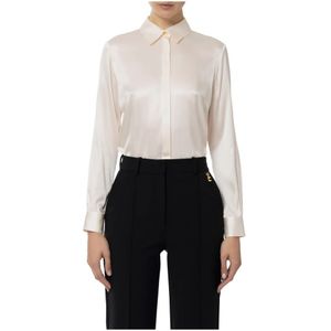 Elisabetta Franchi, Dames, Blouses & Shirts, Wit, Maat: XL Zijde,