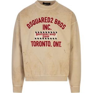 Dsquared2, Heren, Sweatshirts & Hoodies, Bruin, Maat: S Katoen,