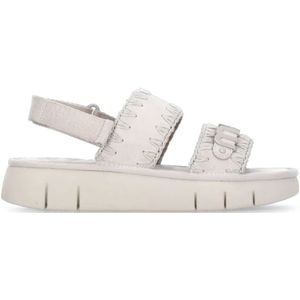 Mou - Suède Sandalen - Beige - Ivoor Suède - Klittenbandsluiting