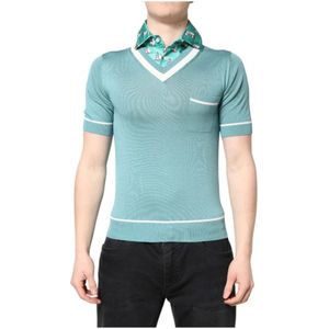 Dolce & Gabbana - T-shirt - Groen - Heren - Korte Mouwen - 100% Zijde
