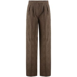 Max Mara, Dames, Broeken, Bruin, Maat: S Katoen,