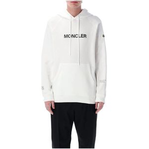 Moncler, Heren, Sweatshirts & Hoodies, Wit, Maat: S Katoen,