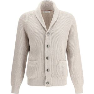 Brunello Cucinelli, Heren, Truien, Beige, Maat: S Katoen,