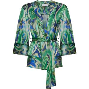 Simona Corsellini, Dames, Blouses & Shirts, Veelkleurig, Maat: XS Satijn,