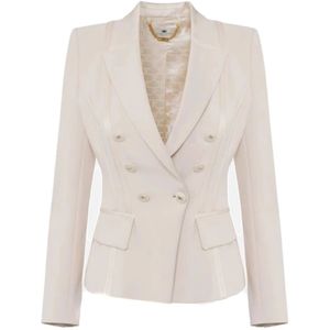 Elisabetta Franchi, Dames, Jassen, Wit, Maat: XL Satijn,