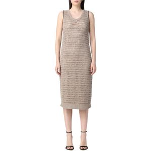 Brunello Cucinelli, Dames, Jurken, Beige, Maat: S Linnen,