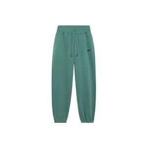 Nike Phoenix Fleece Sweatpants met Geborduurd Logo , Green , Heren , Maat: XS