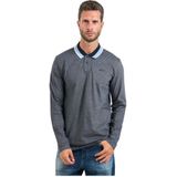 BOSS Menswear - Poloshirt - Katoenpiqué - Met Gestreepte Kraag - Lange Mouwen