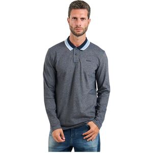BOSS Menswear - Poloshirt - Katoenpiqué - Met Gestreepte Kraag - Lange Mouwen