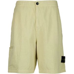 Stone Island, Heren, Korte broeken, Geel, Maat: W30 Linnen,