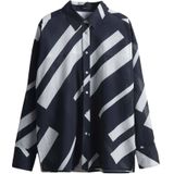 Opus - Blouse - Donkerblauw - Wit Gestreept - BCI Katoen