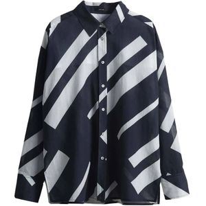 Opus - Blouse - Donkerblauw - Wit Gestreept - BCI Katoen