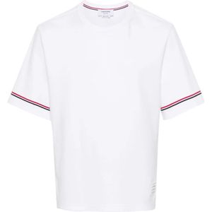 Thom Browne - T-shirt - Monochroom - Katoen - Geribbelde Kraag