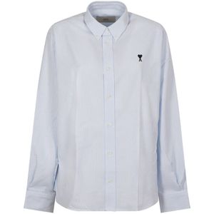 Ami Paris, Heren, Overhemden, Blauw, Maat: M Katoen,
