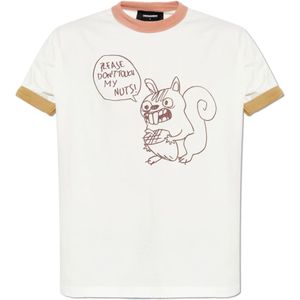 Dsquared2, Heren, Tops, Wit, Maat: M Katoen,