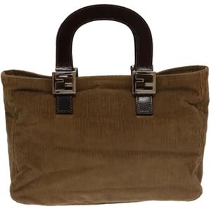 Fendi Vintage, Dames, Pre-owned, Bruin, Maat: ONE Size Corduroy,