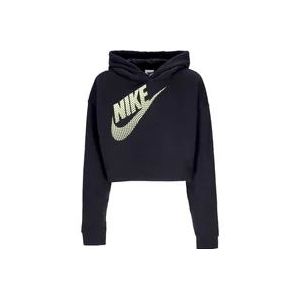 Nike Zwarte Crop Hoodie Sportkleding Fleece , Black , Dames , Maat: S