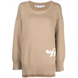 Off White, Dames, Truien, Bruin, Maat: XS Katoen,