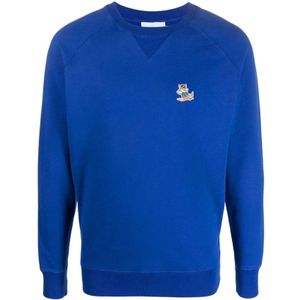 Maison Kitsuné, Heren, Sweatshirts & Hoodies, Blauw, Maat: L Katoen,
