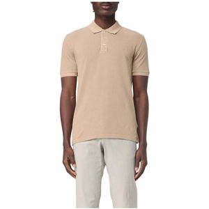 Woolrich - Polo - Beige - Katoen - Knoopsluiting - Logo Aan De Voorkant