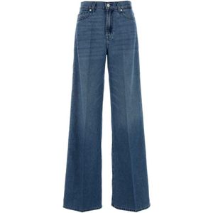 7 For All Mankind - Lotta - Jeans - Blauw - Wijde Pijp - Casual - Katoen