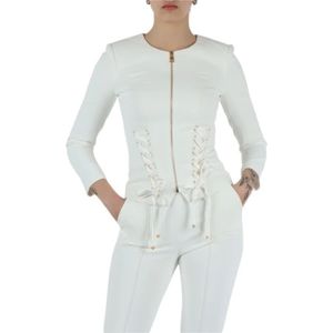 Elisabetta Franchi, Dames, Jassen, Beige, Maat: XS Leer,