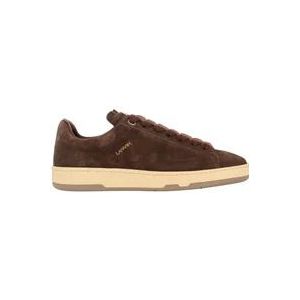 Lanvin Suède Ronde Neus Sneakers Bruin Bordeaux , Brown , Heren , Maat: 45 EU