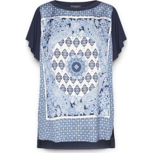 Elena Mirò, Dames, Tops, Blauw, Maat: XS Satijn,