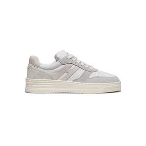 Hogan Witte Retro-stijl Sneakers met Beige H , White , Dames , Maat: 40 EU