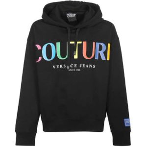 Versace Jeans Couture, Heren, Sweatshirts & Hoodies, Zwart, Maat: M Katoen,
