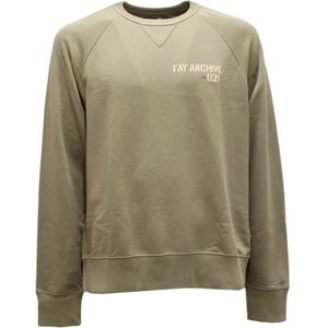 Fay, Heren, Sweatshirts & Hoodies, Groen, Maat: XL Katoen,