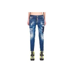 Dsquared2 Donkere Tiffany Cool Cropped Jeans , Blue , Dames , Maat: 2XS