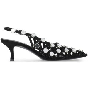 The Attico - Schoenen - Zwart - Leer - Mesh Kitten Heel Pumps
