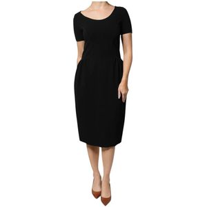 Emporio Armani - Sheath Midi Dress - Zwart - Korte Mouwen