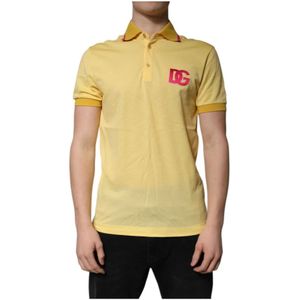 Dolce & Gabbana - Polo T-shirt met Logo en Kraag - Geel - Katoen