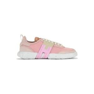 Hogan Canvas Sneakers -3R in Roze en Beige , Pink , Dames , Maat: 38 EU