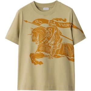 Burberry Grijze T-shirts en Polos met Equestrian Knight-motief , Beige , Dames , Maat: M