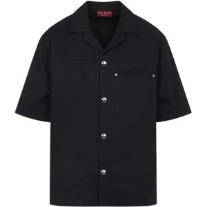 Gucci, Heren, Overhemden, Zwart, Maat: M Katoen,