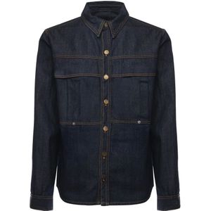 Giuliano Galiano, Heren, Blouses & Shirts, Blauw, Maat: S Denim,